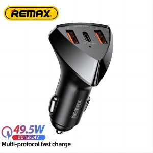 REMAX RCC-323-49.5W 3 Output 2USB Type-C Car Fast Charger HP REMAX RCC-323