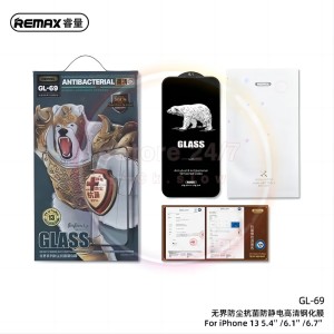 REMAX GL 69 Infinity HD Clear Full Tempered Glass Protector iPh 13 15 Mini Pro Max Anti Oil Fingerprint Bacterial Static