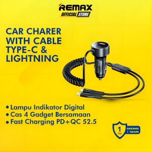 REMAX RCC-336-Saga Series 52.5W PD+QC Fast Car Charger with C+ L Cable RCC-336