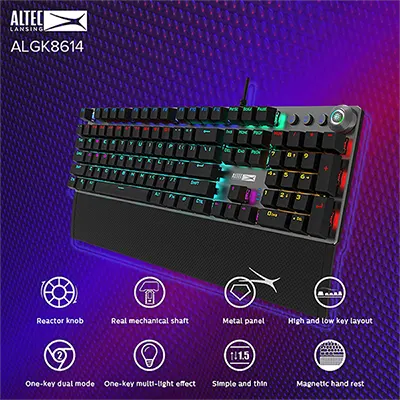 Altec Lansing ALGK8614 - Mechanical Gaming Keyboards Wired for Gamers in Ergonomic design with Customizable RGB lighting effects versatile gaming keyboard Plug and play