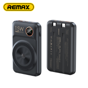 Remax RPP-527 10000mAh QC 22.5W + PD 20W Magnetic Wireless 15W Retro Style Powerbank with 2 Built-In Cable Type C & IPH