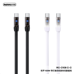 REMAX Mecha Series 100W Liquid Silicone Fast Charging Data Cable with Light RC-C108 C-C