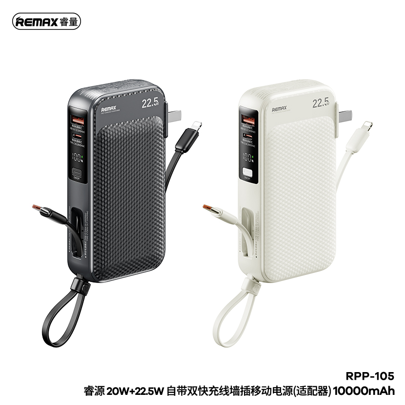 REMAX Reyurce Series 20W+22.5W Power Bank(Adapter) with 2 Fast Charging Cables