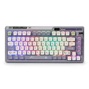 KZZI K75 Pro Mechanical Keyboard, Wireless Gasket, RGB 75%  Triple Mode BT 5.0/2.4G/USB-C 82 Keys Hot Swappable Gaming Keyboard w/Knob & Power Display, Custom Linear Switches, Knight Gray