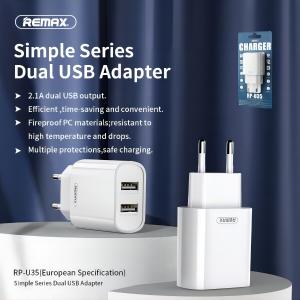 REMAX RP-U35Adapter -REMAX Jane Series 2.1A 2USB Adapter RP-U35 EU-white