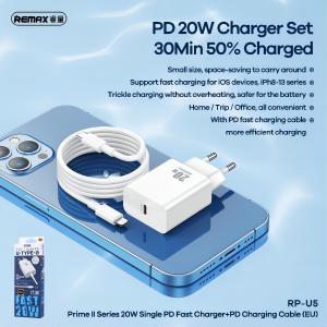 REAMX  RP-U5-REAMX Prime II Series 20W Single PD Fast Charger RP-U5 EU-WHITE