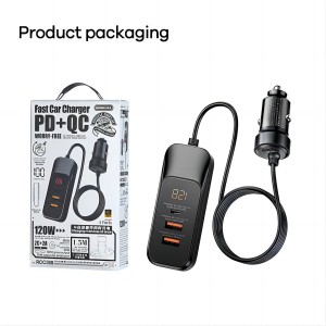 REMAX RCC355-REMAX Yayshih Series 120W PD+QC Worry-free Fast Car Charger with Digital Display RCC355