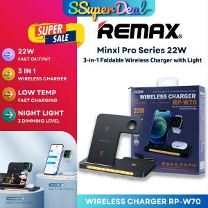 REMAX RP-W70-REMAX Minxl Pro Series RP-W70 22W 3-in-1 Foldable Wireless Charger with Light