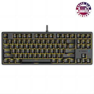 E-YOOSO Z-87 Yellow Single Light 87 Keys Wired Mechanical Keyboard Black (Red Switch)