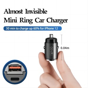 REMAX RCC350 Tanya Pro Max Series PD 45W Fast Charging Dual Type-C Car Charger with Mini Ring Handle