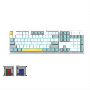 E-Yooso Z-14 104 white gray Keys Rainbow Single Light Slit Backlight Mechanical Keyboard