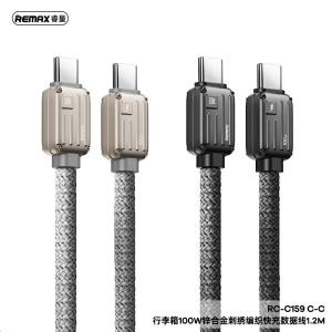 REMAX Bagcase Series 100W Zinc Alloy Braided Fast Charging Data Cable RC-C159 C-C 1.2M