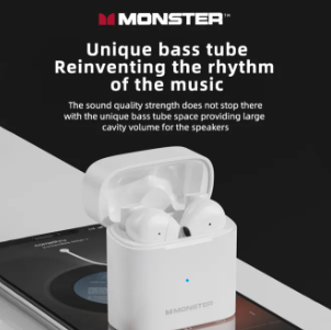 Monster XKT03 Ture Bluetooth Earphones BT 5.2 Wireless Headset Noise Reduction Hifi Stero Music Long standby 300mAh Headphones With Mic New