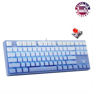 E-YOOSO Z-87 Ice Blue Single Light 87 Keys Wired Mechanical Keyboard Blue/White