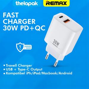 Remax RP-U82-Charger QC+PD 30W Remax Remine RP-U82 Travel Adapter Fast Charging 2 Port Original Garansi Resmi