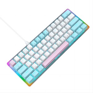 E- YOOSO Z-11T 61-Key Full Transparent Color Rainbow & Dynamic Lighting Effects Gaming Mechanical Keyboard